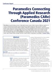 Paramedics connecting through applied research (Paramedics CARe) conference Canada 2021