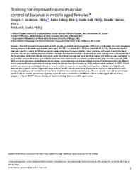 Training for improved neuro-muscular control of balance in middle aged females