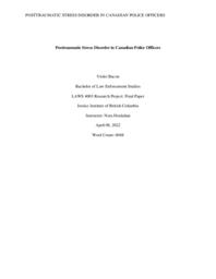 Posttraumatic stress disorder in Canadian police officers