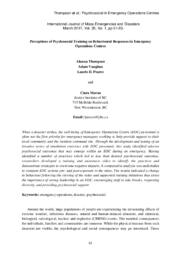 Perceptions of psychosocial training on behavioural responses in emergency operations centres