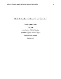 Effective evidence-based post disaster recovery interventions