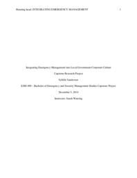 Integrating emergency management into local government corporate culture