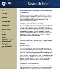 Effective evidence-based post disaster recovery interventions