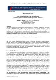 From learning activities to the meaning of life: fostering professionalism in Canadian paramedic education