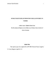 Human trafficking of Indigenous girls and women in Canada