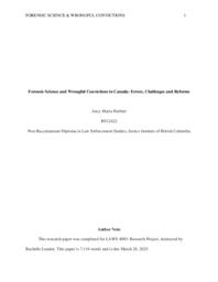 Forensic science and wrongful convictions in Canada: errors, challenges and reforms