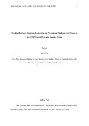 Leadership and promotional challenges for women in the RCMP 