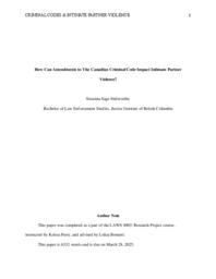 How can amendments to the Canadian criminal code impact intimate partner violence?