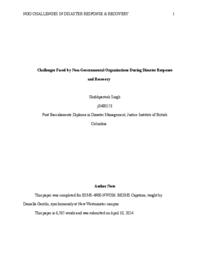 Challenges faced by non-governmental organizations during disaster response and recovery