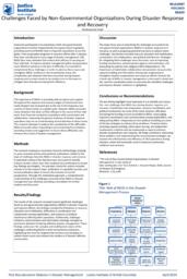 Challenges faced by non-governmental organizations during disaster response and recovery